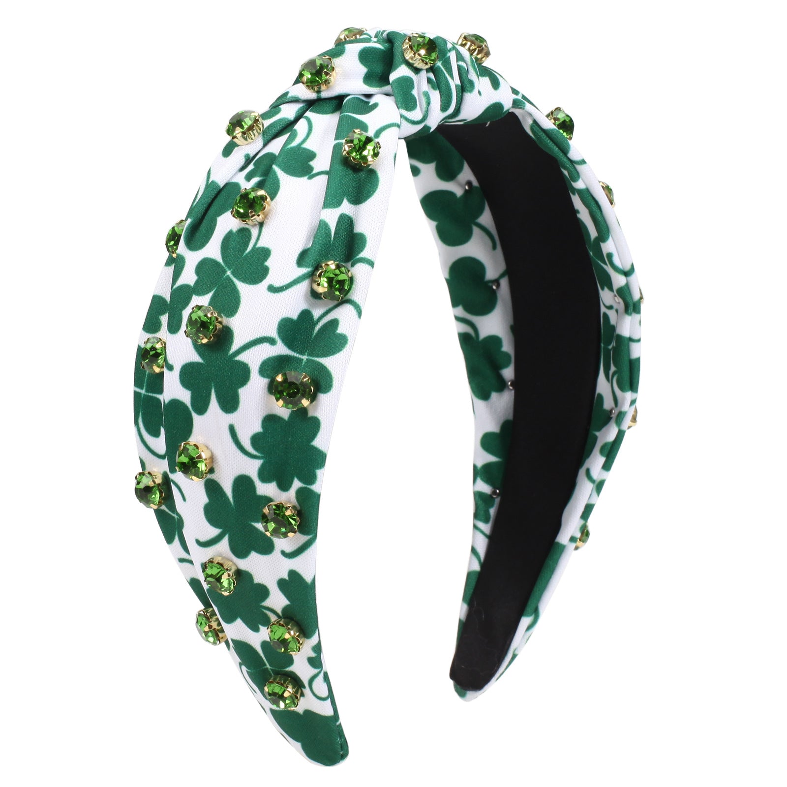 Wholesale Rhinestone inlaid three-leaf clover four-leaf clover wine glass party knotted women's headband